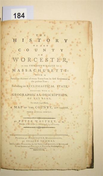 (MASSACHUSETTS.) Whitney, Peter. The History of the County of Worcester.